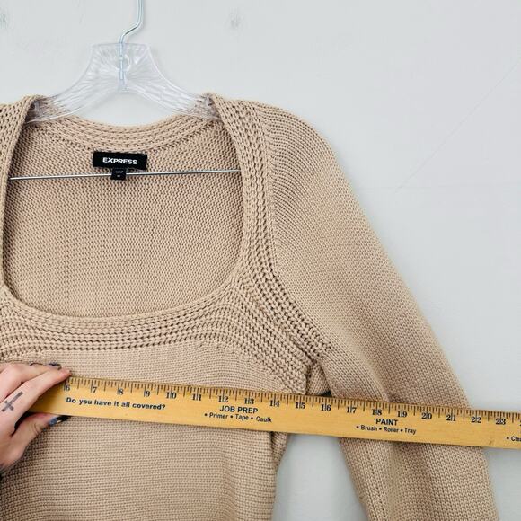 Express Brown Knit Low Neck Cropped Pullover Sweater Women’s Size M - Picture 4 of 7